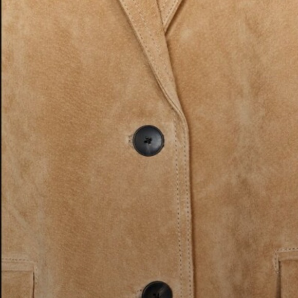 ZARA NEW WOMEN 100% SUEDE BLAZER Beige - Picture 6 of 6